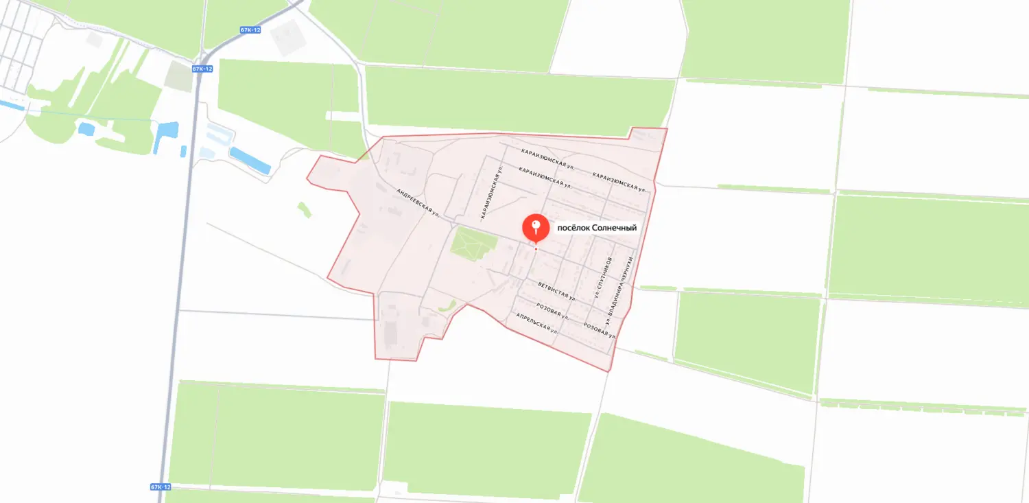 Карта-схема расположения поселка Солнечный в Нахимовском районе Севастополя.