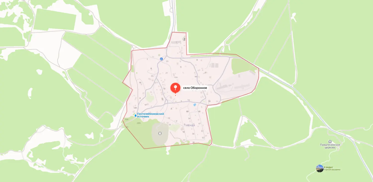 Карта-схема расположения села Оборонное в Балаклавском районе Севастополя.